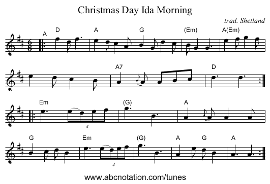 Christmas Day Ida Morning - staff notation