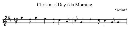 Christmas Day i'da Morning - staff notation