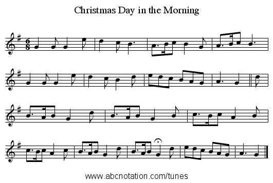 Christmas Day in the Morning - staff notation