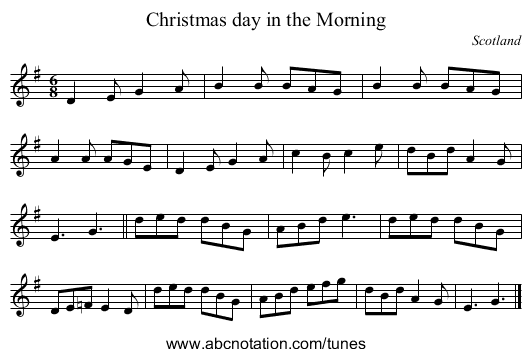 Christmas day in the Morning - staff notation