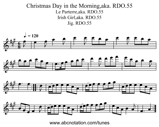 Christmas Day in the Morning,aka. RDO.55 - staff notation