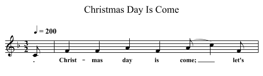 Christmas Day Is Come - staff notation