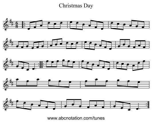 Christmas Day - staff notation