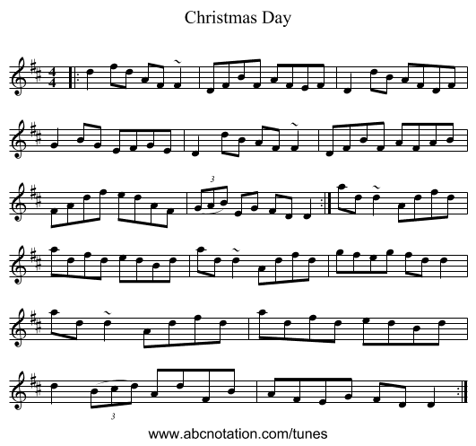 Christmas Day - staff notation