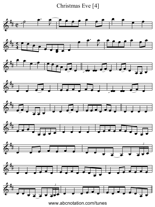 Christmas Eve [4] - staff notation