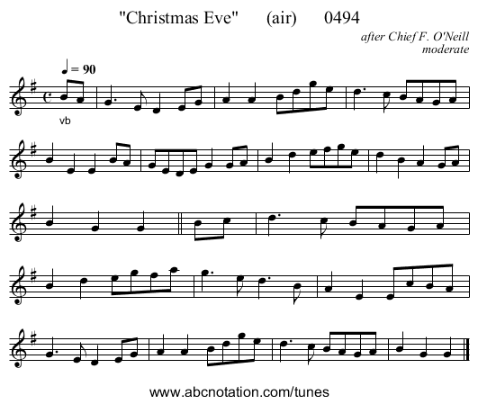 Christmas Eve      (air)      0494 - staff notation