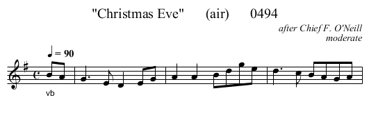 Christmas Eve      (air)      0494 - staff notation