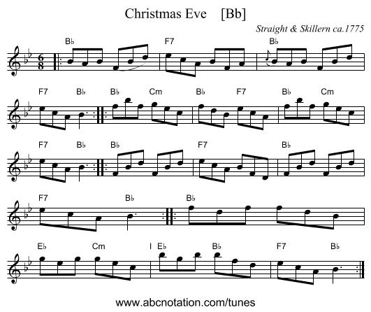Christmas Eve    [Bb] - staff notation