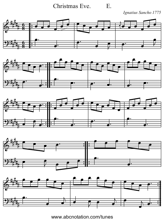 Christmas Eve.          E. - staff notation