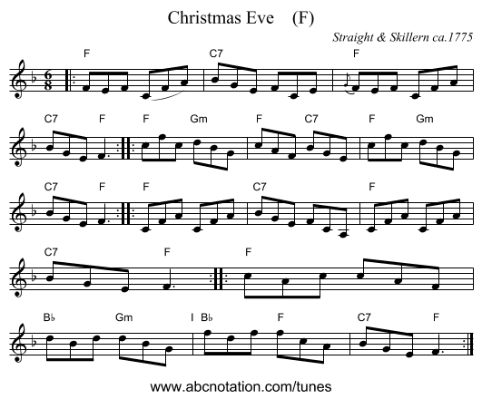 Christmas Eve    (F) - staff notation