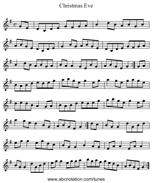 Christmas Eve - staff notation