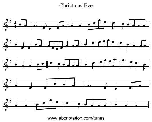 Christmas Eve - staff notation