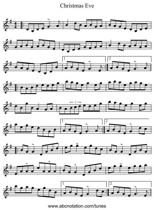 Christmas Eve - staff notation