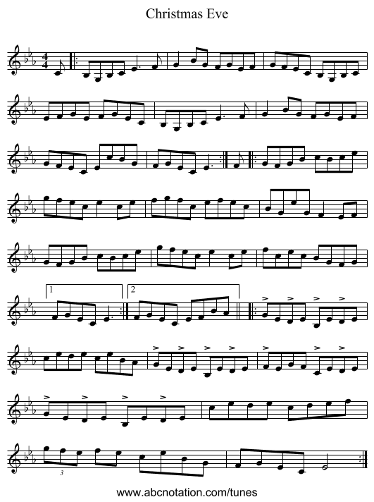 Christmas Eve - staff notation