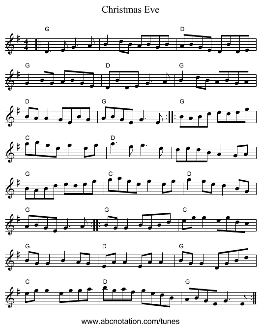 Christmas Eve - staff notation