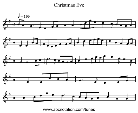 Christmas Eve - staff notation