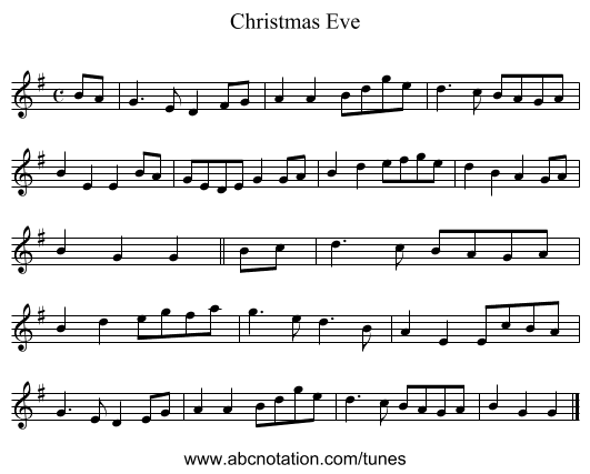 Christmas Eve - staff notation