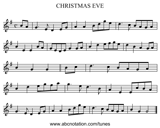 CHRISTMAS EVE - staff notation
