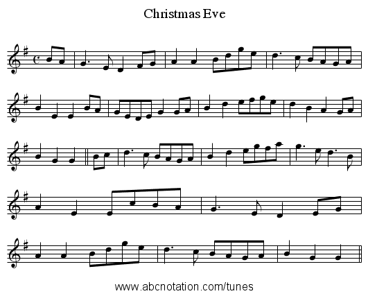 Christmas Eve - staff notation