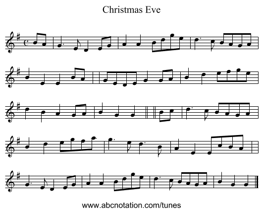 Christmas Eve - staff notation