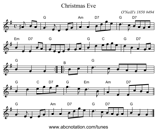 Christmas Eve - staff notation