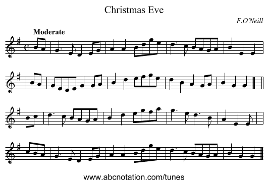 Christmas Eve - staff notation