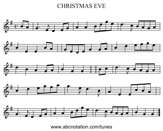 CHRISTMAS EVE - staff notation