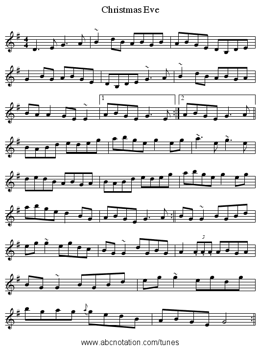 Christmas Eve - staff notation