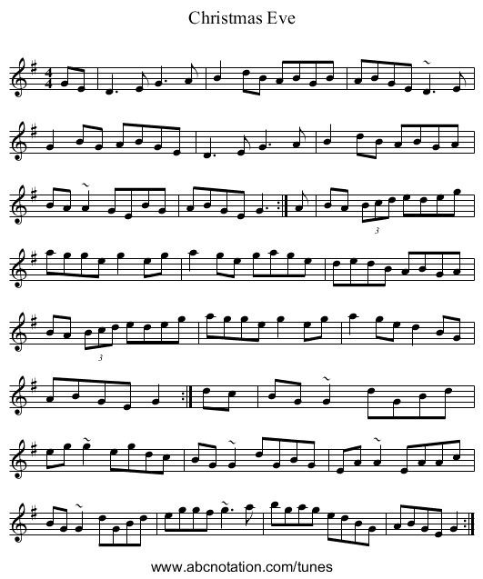Christmas Eve - staff notation