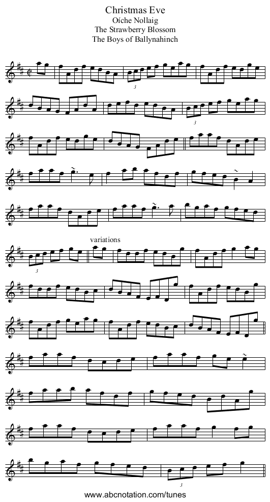 Christmas Eve - staff notation