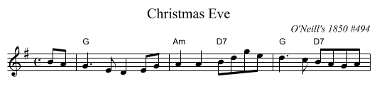 Christmas Eve - staff notation