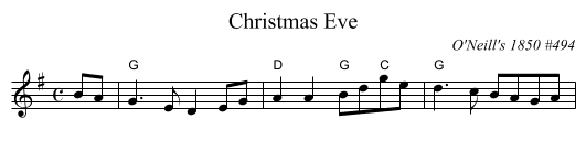 Christmas Eve - staff notation