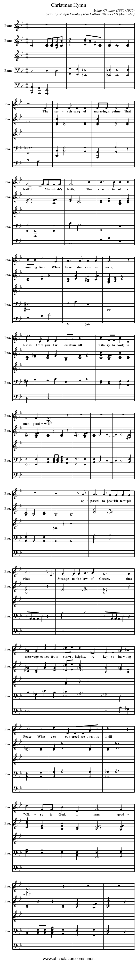Christmas Hymn - staff notation