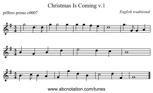 Christmas Is Coming v.1 - staff notation