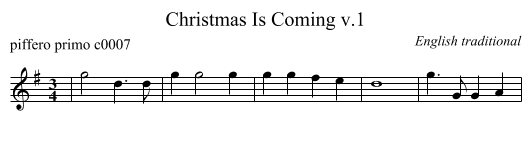 Christmas Is Coming v.1 - staff notation