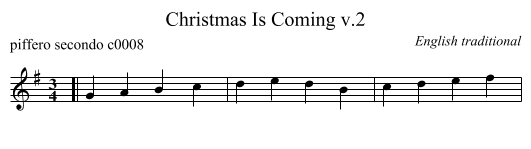 Christmas Is Coming v.2 - staff notation