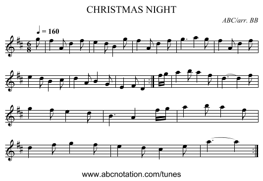 CHRISTMAS NIGHT - staff notation