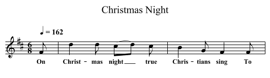 Christmas Night - staff notation