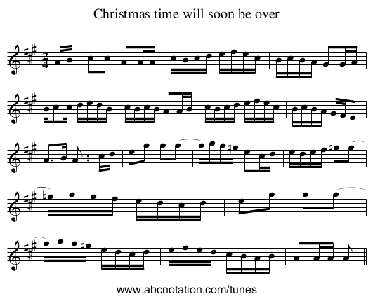 Christmas time will soon be over - staff notation