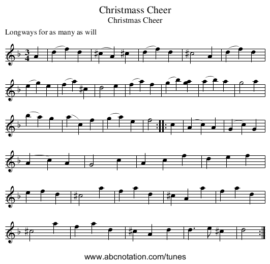 Christmass Cheer - staff notation