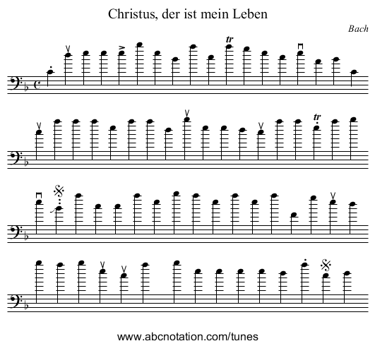 Christus, der ist mein Leben - staff notation