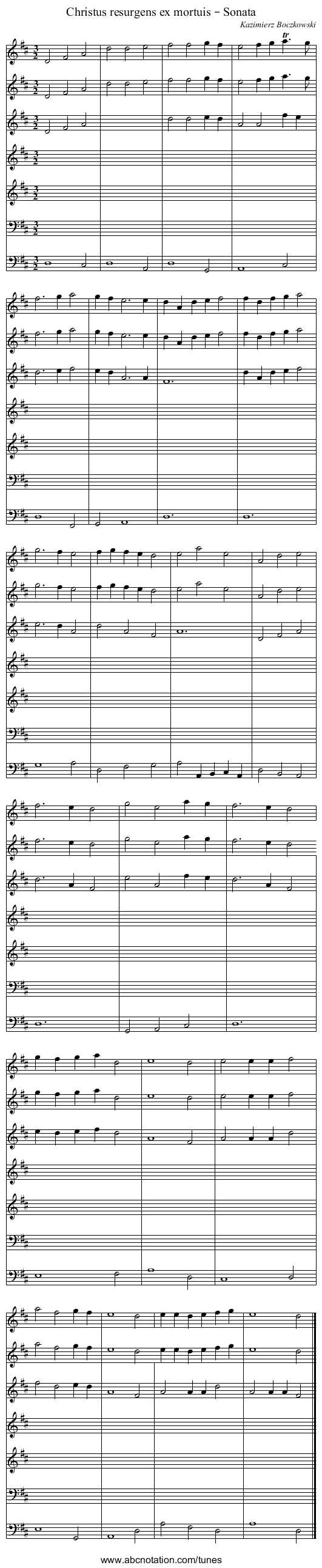 Christus resurgens ex mortuis – Sonata - staff notation