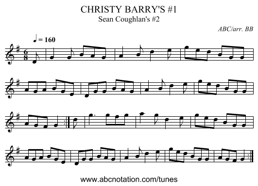 CHRISTY BARRY'S #1 - staff notation