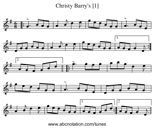 Christy Barry's [1] - staff notation