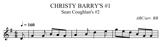 CHRISTY BARRY'S #1 - staff notation