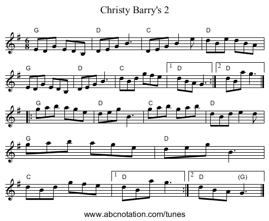 Christy Barry's 2 - staff notation