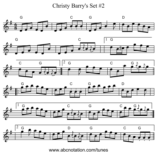 Christy Barry's Set #2 - staff notation