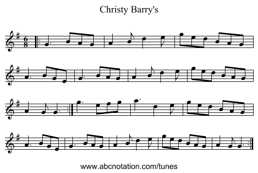 Christy Barry's - staff notation