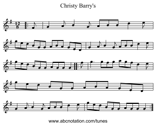 Christy Barry's - staff notation