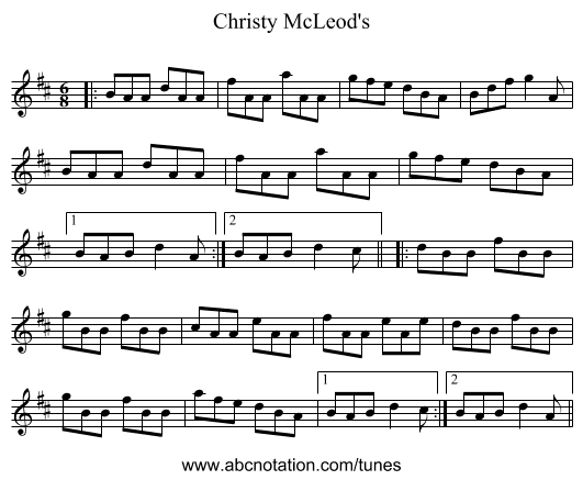 Christy McLeod's - staff notation
